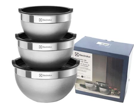 Imagem de Kit de bowls de inox tijela original electrolux c/ tampa