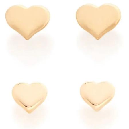 Imagem de kit de Brincos formato coração 2 pares segundo furo ROMMANEL Ana Hickmann
