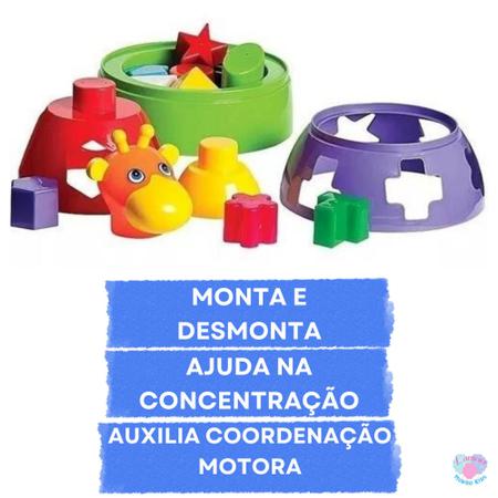 Imagem de Kit de brinquedos educativos girafa + bola chocalho + cubo didatico