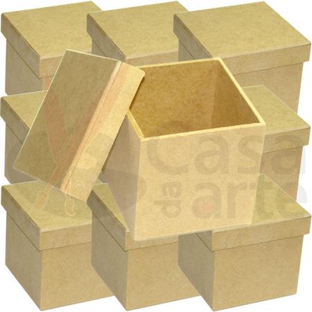 Imagem de Kit de Caixas Tampa Sapato de MDF Madeira Crua 07 x 07 x 05 cm - Quantidade: 10 unidades