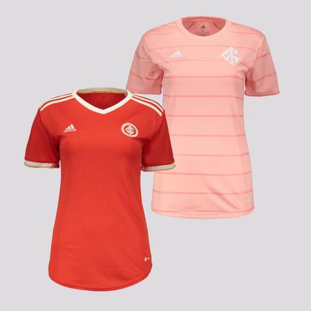 Kit Camisa Adidas Internacional Outubro Rosa 2022 Feminina + Camisa  Internacional Feminina Vermelha 