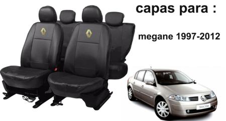 Imagem de Kit de Capas de Couro Impermeável Renault Megane 1997 a 1998 + Capa de Volante com Agulha + Chaveiro