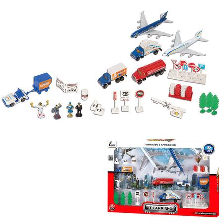 Imagem de Kit de Carrinhos Infantil 40 Peças Fênix Brinquedo Educativo Bombeiros Aviões Polícia Construção