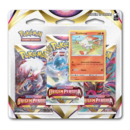 Kit de Cartas Pokemon Blister Triplo Origem Perdida 3 Pacotes + 1