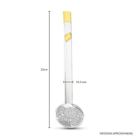 Imagem de Kit de Chimarrão Cuia Slim e Bomba Canguçu em Prata e Ouro