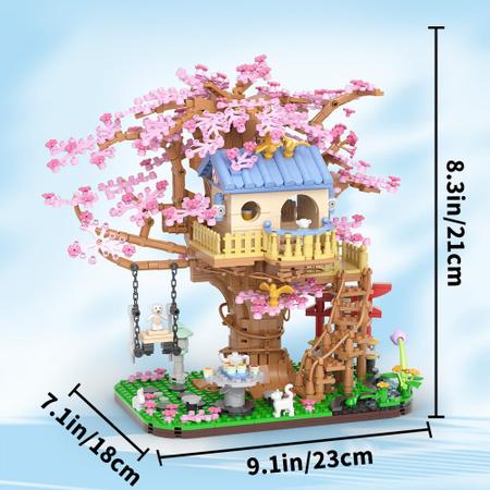Imagem de Kit de construção HEGOAI Cherry Blossom Tree com 1446 mini tijolos