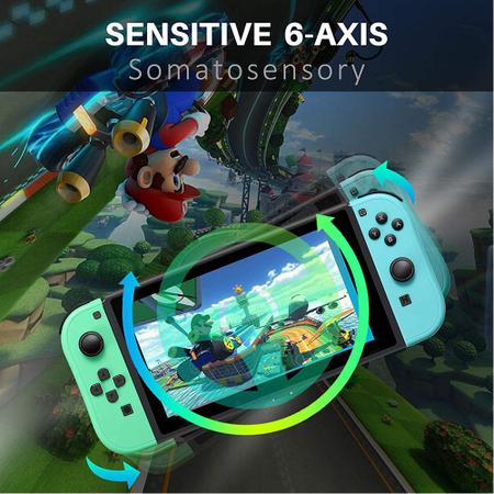 Imagem de Kit de Controle Sem Fio Joy-Pad Joystick Joy-Con (L) + (R) Verde e Azul Compatível com Console Nintendo Switch 