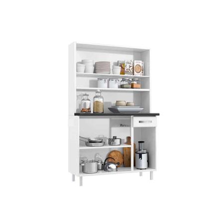 Imagem de Kit de Cozinha Compacta Rubi Smart c/6 Portas e 1 Gaveta Branco - Telasul