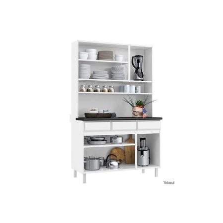 Imagem de Kit de Cozinha Compacta Star New c/ 6 Portas (3 c/ Vidro) e 3 Gavetas Branco - Telasul