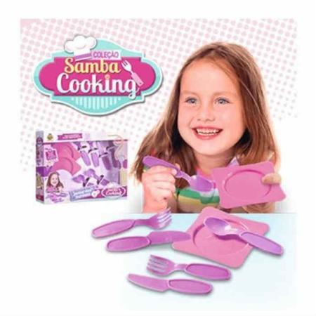 Imagem de Kit de cozinha pratos talher de brinquedo jantar das meninas