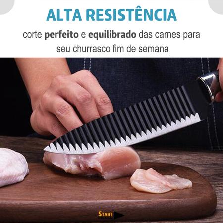 Imagem de Kit De Facas Para Cozinha E Churrasco Com 6 Peças Antiaderente Fio Navalha Linha Premium