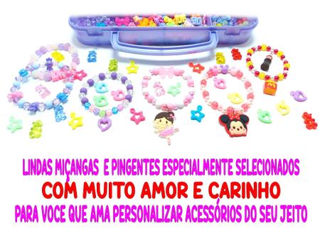 Imagem de Kit de Fazer Pulseiras Miçangas Coloridas infantil maleta
