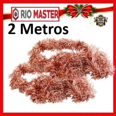 Imagem de Kit De Festão Rose Metalizado 2 Metros Para Árvore De Natal - Enfeites Natalinos