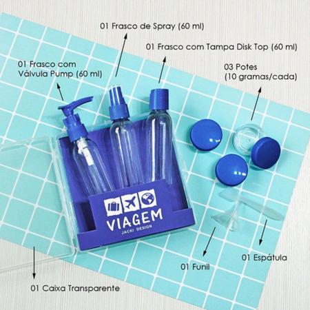 Imagem de Kit de Frascos para Viagem 9 Peças Cosméticos Jacki Design