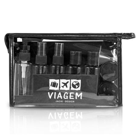 Imagem de Kit de Frascos Viagem Bolsa Pástico Transparente Shampoo Sabonetes Álcool 10 Peças