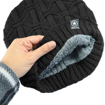 Imagem de Kit de Gorro + Cachecol Estilo Gola Inverno Preto