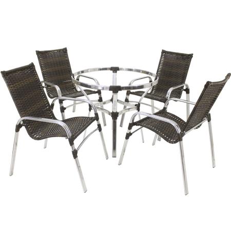 Conjunto De Mesa 4 Cadeira Jardim Varanda Fibra Sintética - R$ 2.140