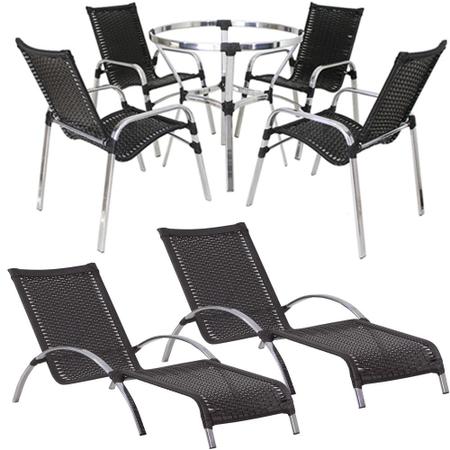Imagem de Kit De Jogo de 4 Cadeiras e 2 Espreguiçadeiras Sem Mesa Trama Original