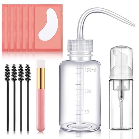 Imagem de Kit de limpeza pisseta + pincel + escovinhas de cílios + pump espumador + gel pad para suprimentos de salão de beleza