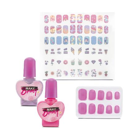 Kit Maquiagem Infantil Polibrinq Unhas Com Tatuagens MK05