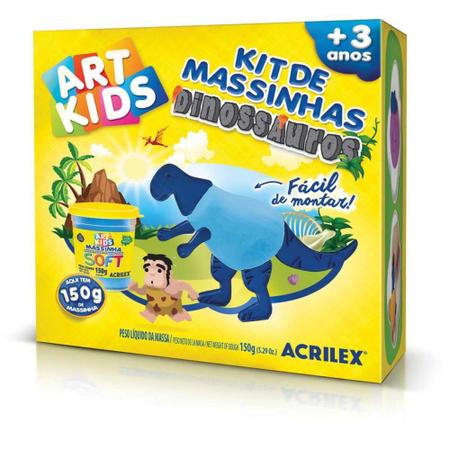 Imagem de Kit de Massinha Dinossauros Azul Art Kids Acrilex