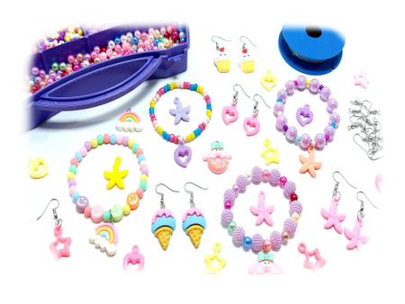 Imagem de kit de miçangas infantis para fazer colares e pulseiras
