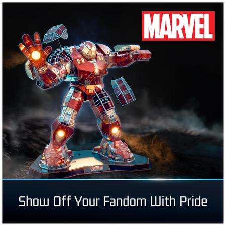 Imagem de Kit de modelos de quebra-cabeça 3D 4D Build Marvel Hulkbuster com LED 348 unidades