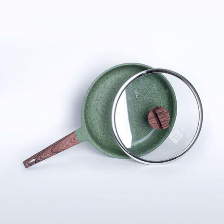 Imagem de Kit de Panelas Indução Antiaderente Revestimento Mármore Cerâmico 8 peças Verde