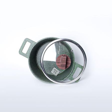 Imagem de Kit de Panelas Indução Antiaderente Revestimento Mármore Cerâmico 8 peças Verde