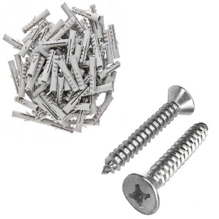 Imagem de Kit de Parafuso Auto Atarraxante Inox Phillips 4,2x38mm C/ Bucha de Fixação sem anel 6mm