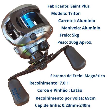 kit de Pesca Profissional Vara Carbono 5'6 +Carretilha 10Rol