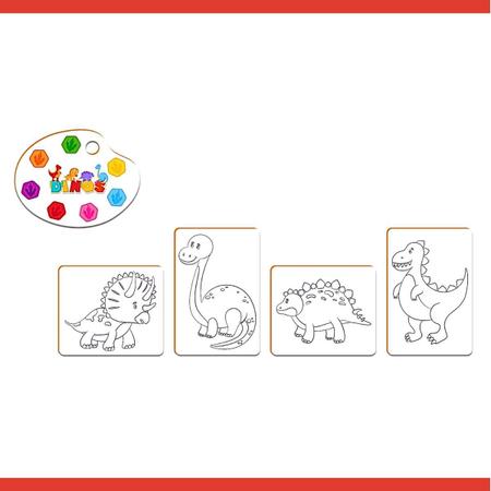 Kit Pintura Dinos com Cavaletes Tintas Telas Jogo Infantil