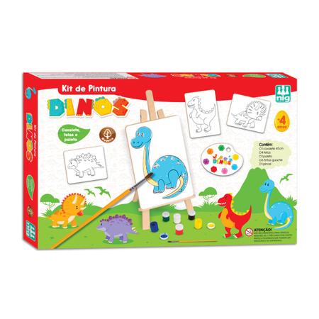 Kit De Pintura Dinos Jogo De Colorir Infantil Dinossauros Nig Brinquedos +  Cavalete Telas Pincel Tintas - Kit de Pintura Infantil - Magazine Luiza