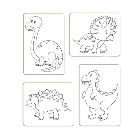 Kit 60 Desenhos Dinossauro Colorir Pintar 15X21 Com Giz de Cera