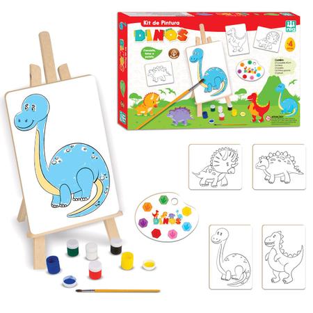 Kit De Pintura Dinos Jogo De Colorir Infantil Dinossauros Nig