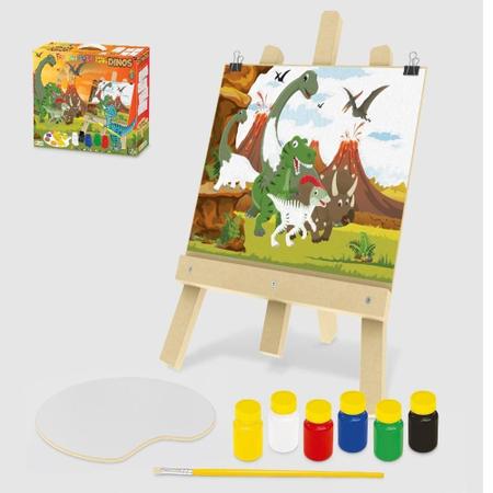 Kit Pintura Infantil Completo Pincel Tinta Desenhos Paletas