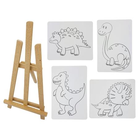 Kit De Pintura Dinos Jogo De Colorir Infantil Dinossauros Nig Brinquedos +  Cavalete Telas Pincel Tintas - Kit de Pintura Infantil - Magazine Luiza