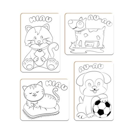Jogo da Velha Pintar & Lavar: Gato e Cachorro c/ Canetinha