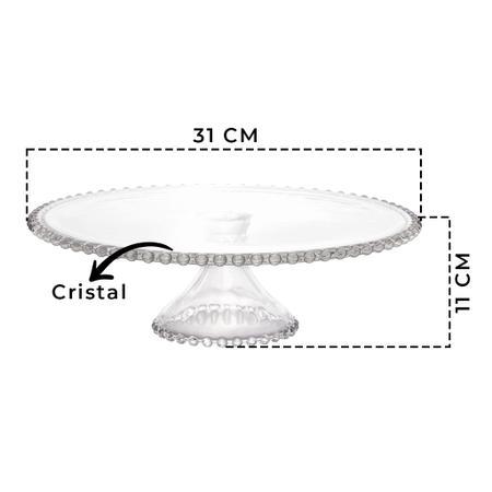 Imagem de Kit De Prato Para Servir Bolos 31cm Em Cristal Com Espátula Em Aço Inox
