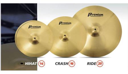 Imagem de Kit De Pratos Premium 14 16 20 Hihat Crash Ride