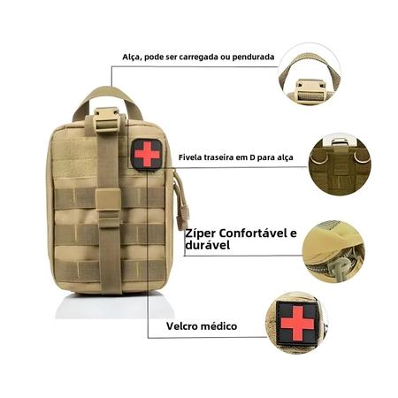 Imagem de Kit de Primeiros Socorros Tático - Saco Médico para Emergências, Caça, Camping e Carro