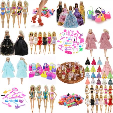 Acessórios da boneca para barbie roupas de boneca misturadas mini vestir-se  conjunto roupas de moda