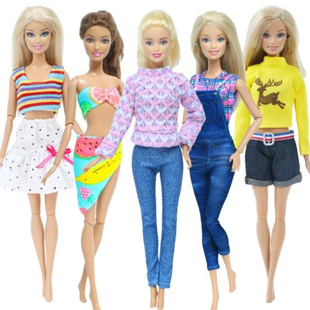 Kit de Roupas Para Bonecas 5 Vestidos Longos + 5 Conjuntos Casuais -  Compatível com Barbie e Frozen - Sheilinha Confecção - Roupa de Boneca -  Magazine Luiza