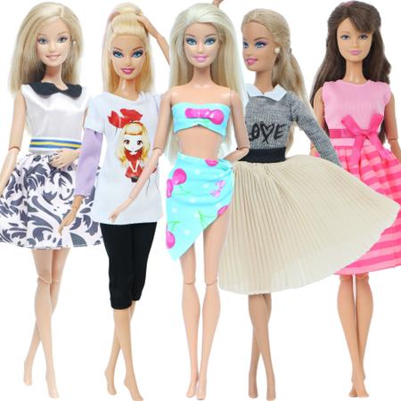 Kit de Roupas Para Bonecas 5 Vestidos Longos + 5 Conjuntos Casuais -  Compatível com Barbie e Frozen - Sheilinha Confecção - Roupa de Boneca -  Magazine Luiza