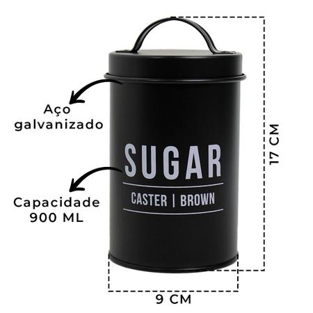 Imagem de Kit De Saleiro Pimenteiro De Vidro 80ml Com Pote Para Açúcar Preto Sugar