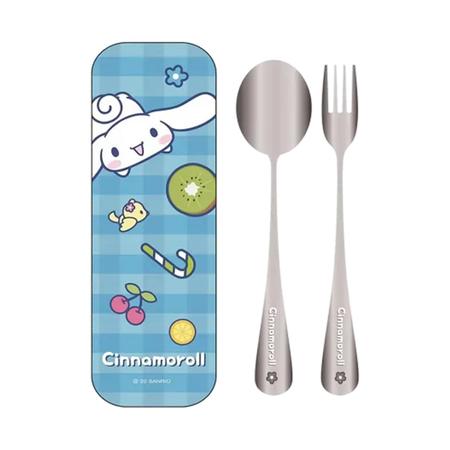 Imagem de Kit de talheres inox com estojo sanrio cinnamoroll 17 cm.