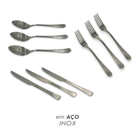 Imagem de Kit De Talheres Utenílios Garfo Faca Colher Inox 36 Unidades