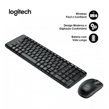 Imagem de Kit de Teclado e Mouse sem Fio Logitech MK220