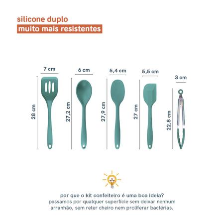 Imagem de Kit de Utensílios de Silicone C/ 5 Peças Vd Escuro - Oikos