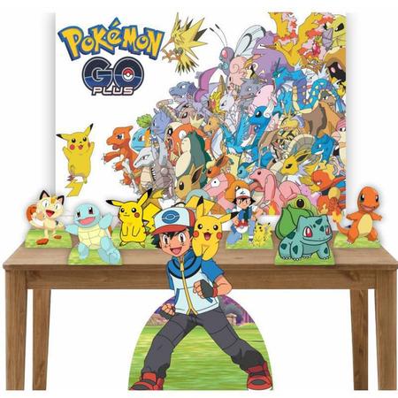 Kit Display Totem de Chão e mesa Pokemon e Nome 14 peças